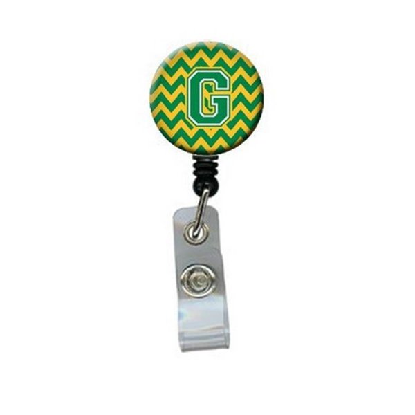 Carolines Treasures Letter G Chevron Green and Gold Retractable Badge Reel CJ1059-GBR